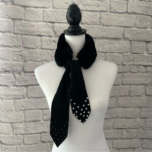 Zara black faux fur collar scarf